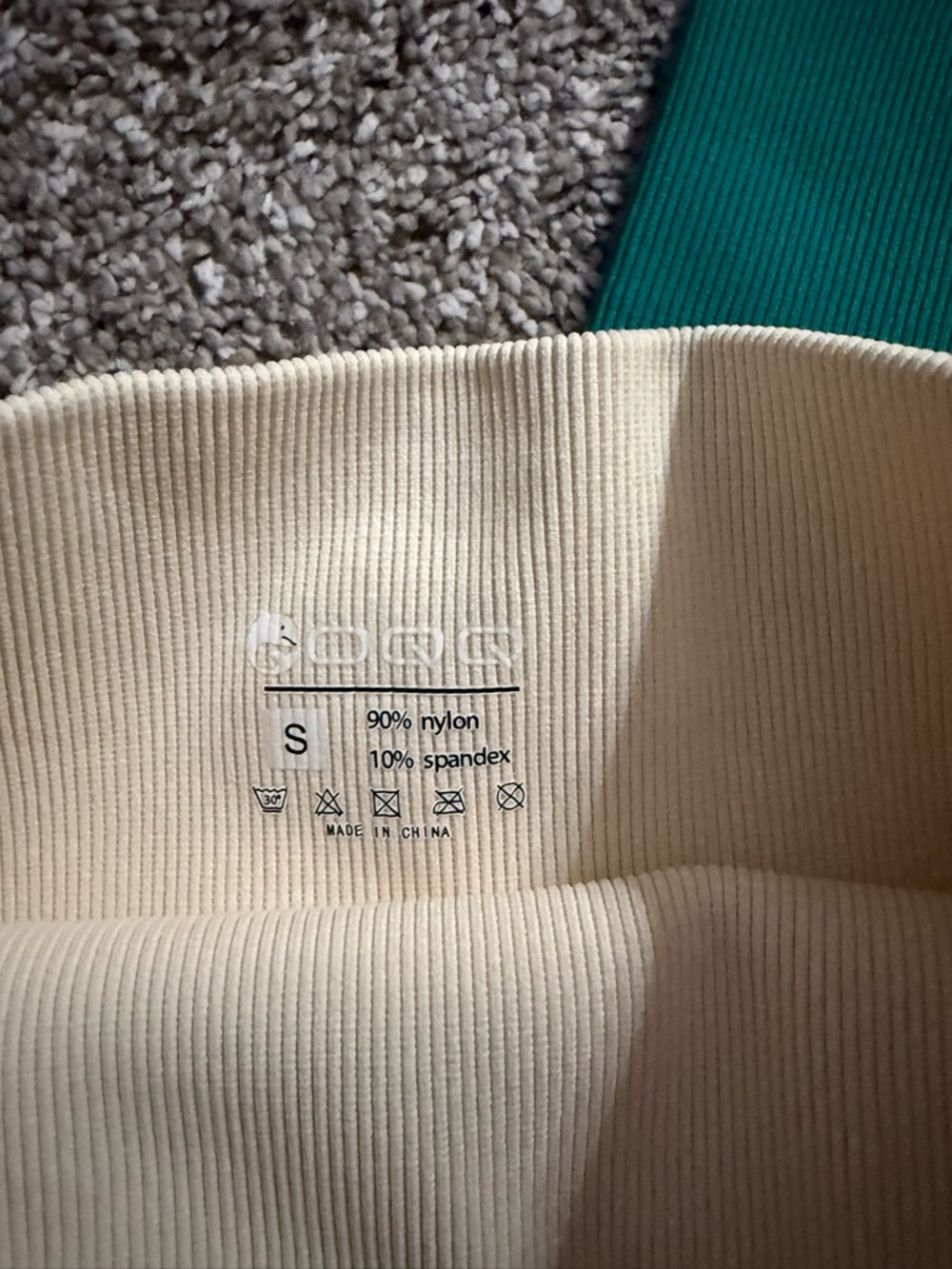 Three Ribbed Seamless Biker Shorts - Teal, Blue, Cream - Picture 5 of 5